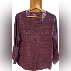 Sonoma Cotten blouse EUC plum with Tan dots size XL